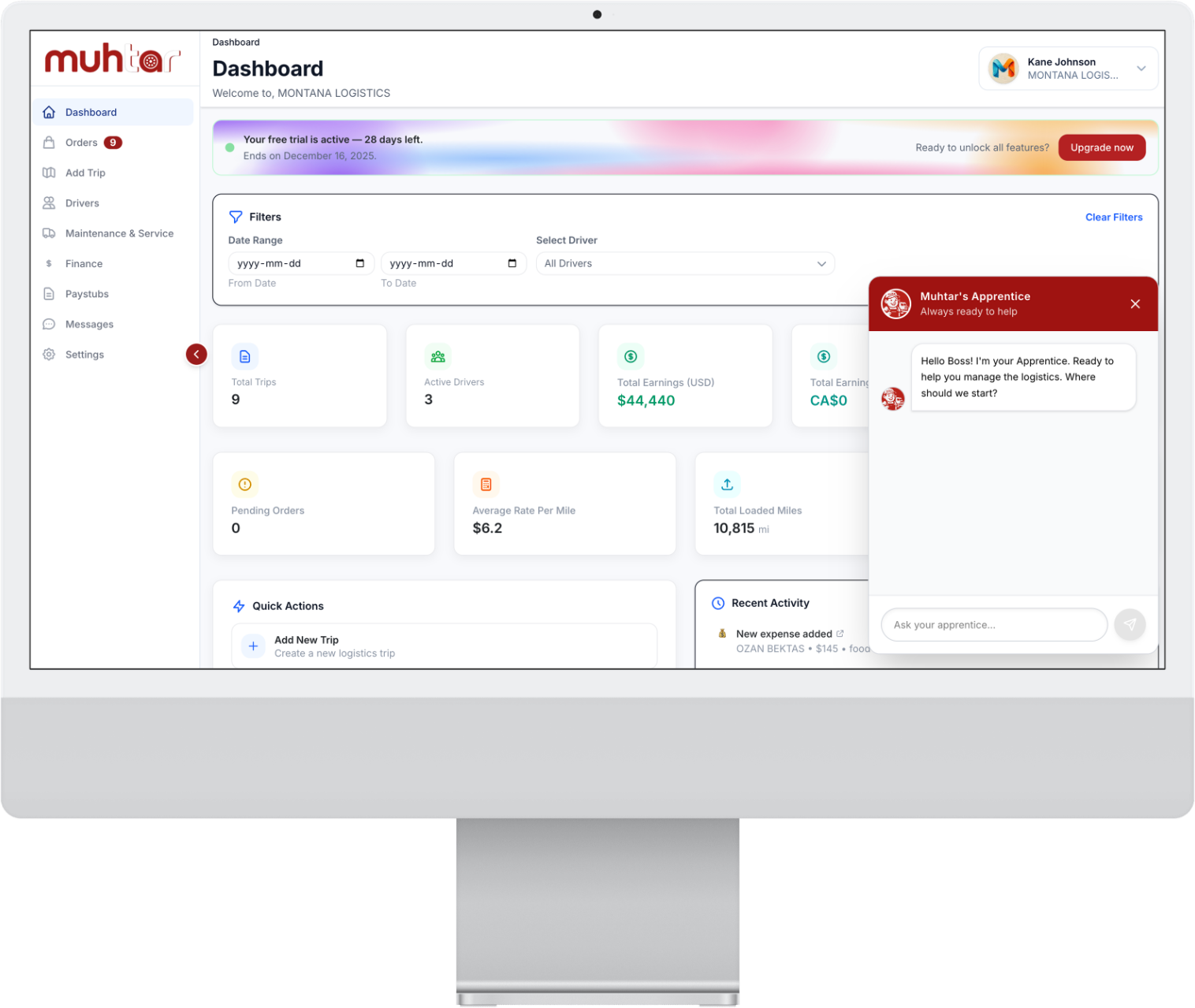 Muhtar web dashboard